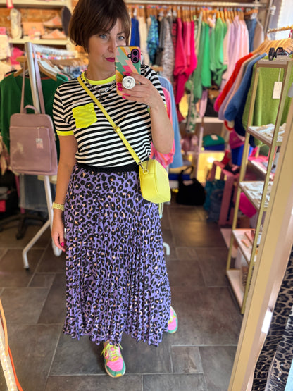 Leopard Print Pleated Skirt