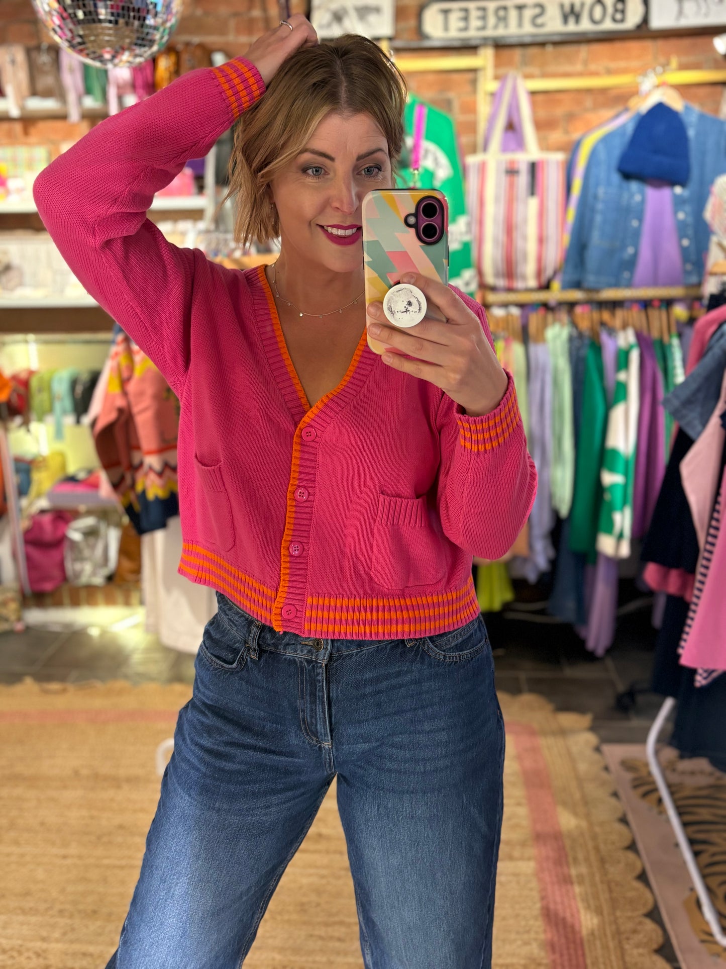 Pink Cotton Knit Cardigan