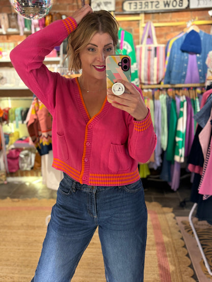 Pink Cotton Knit Cardigan