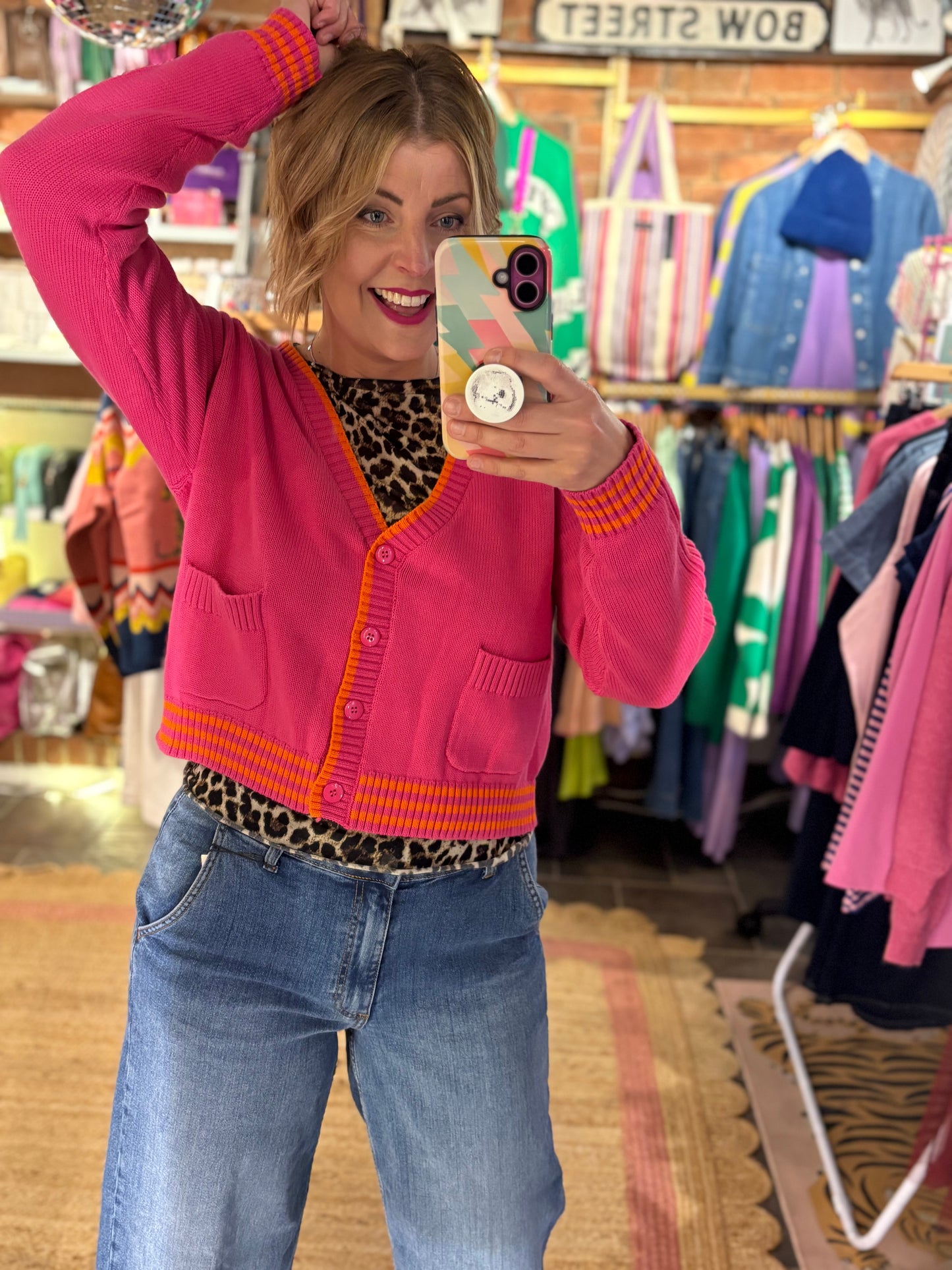 Pink Cotton Knit Cardigan