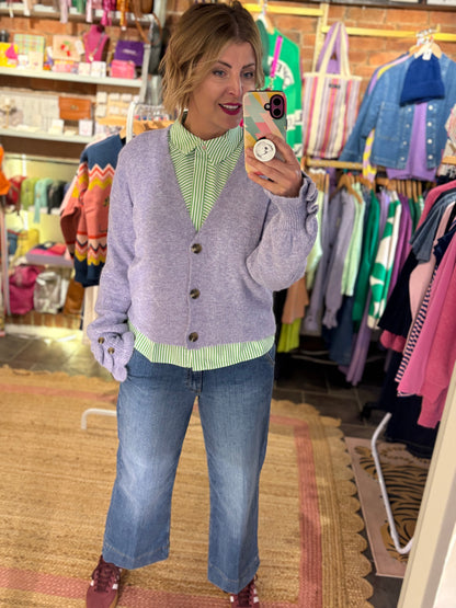 Frill Cuff Lilac Cardigan