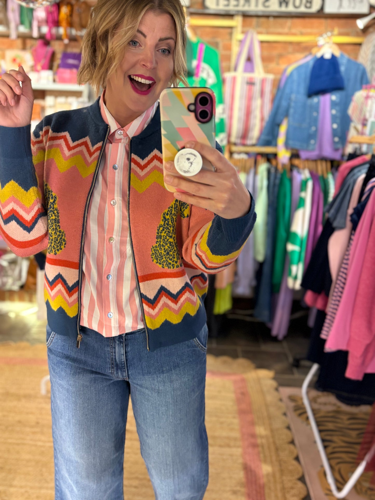 Leopard & Palm Trees Knitted Bomber