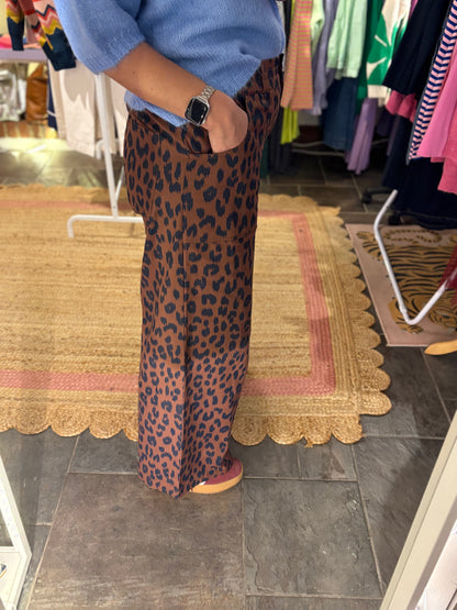 Leopard Print Wide Leg Trouser