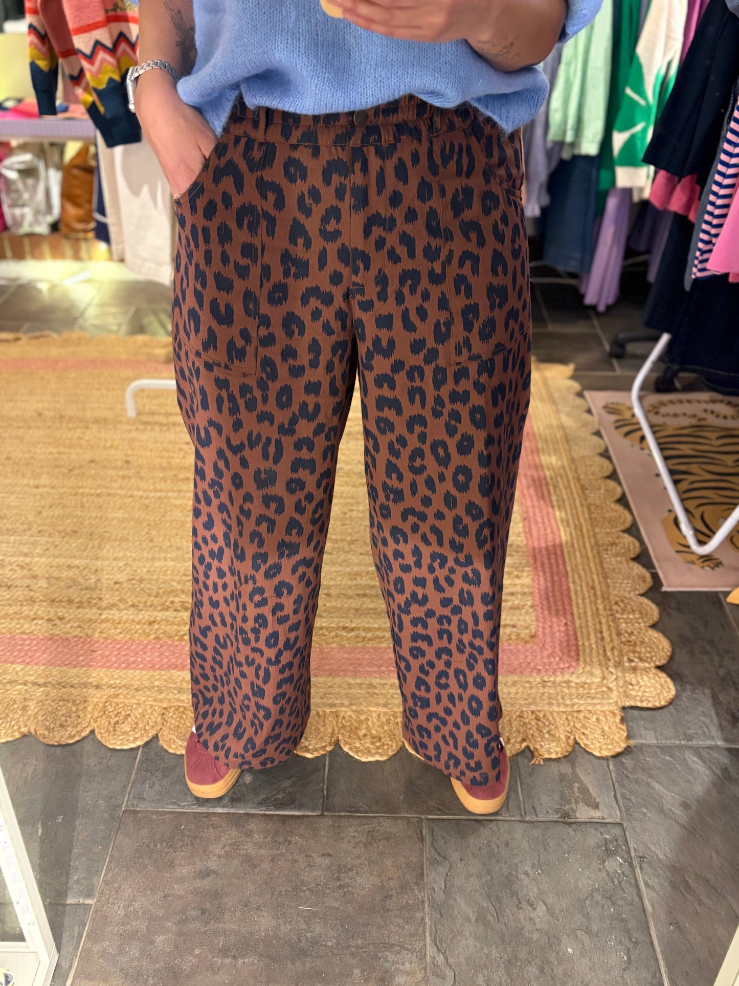 Leopard Print Wide Leg Trouser