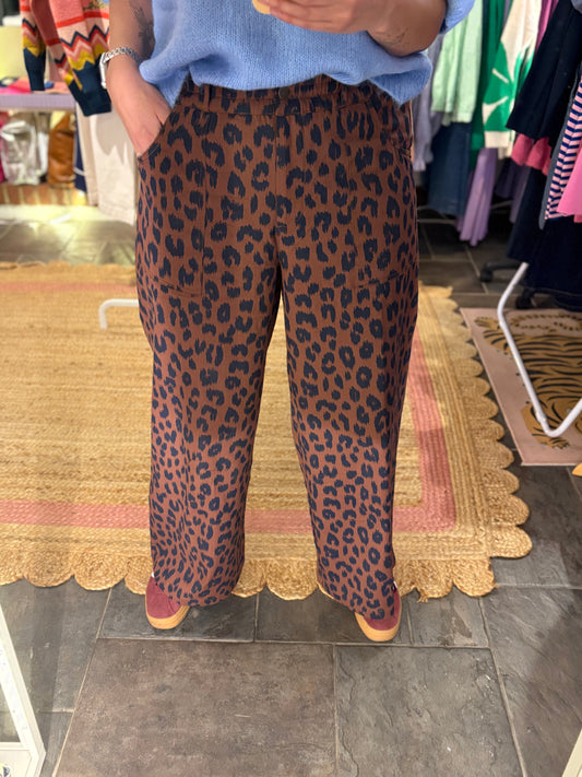 Leopard Print Wide Leg Trouser