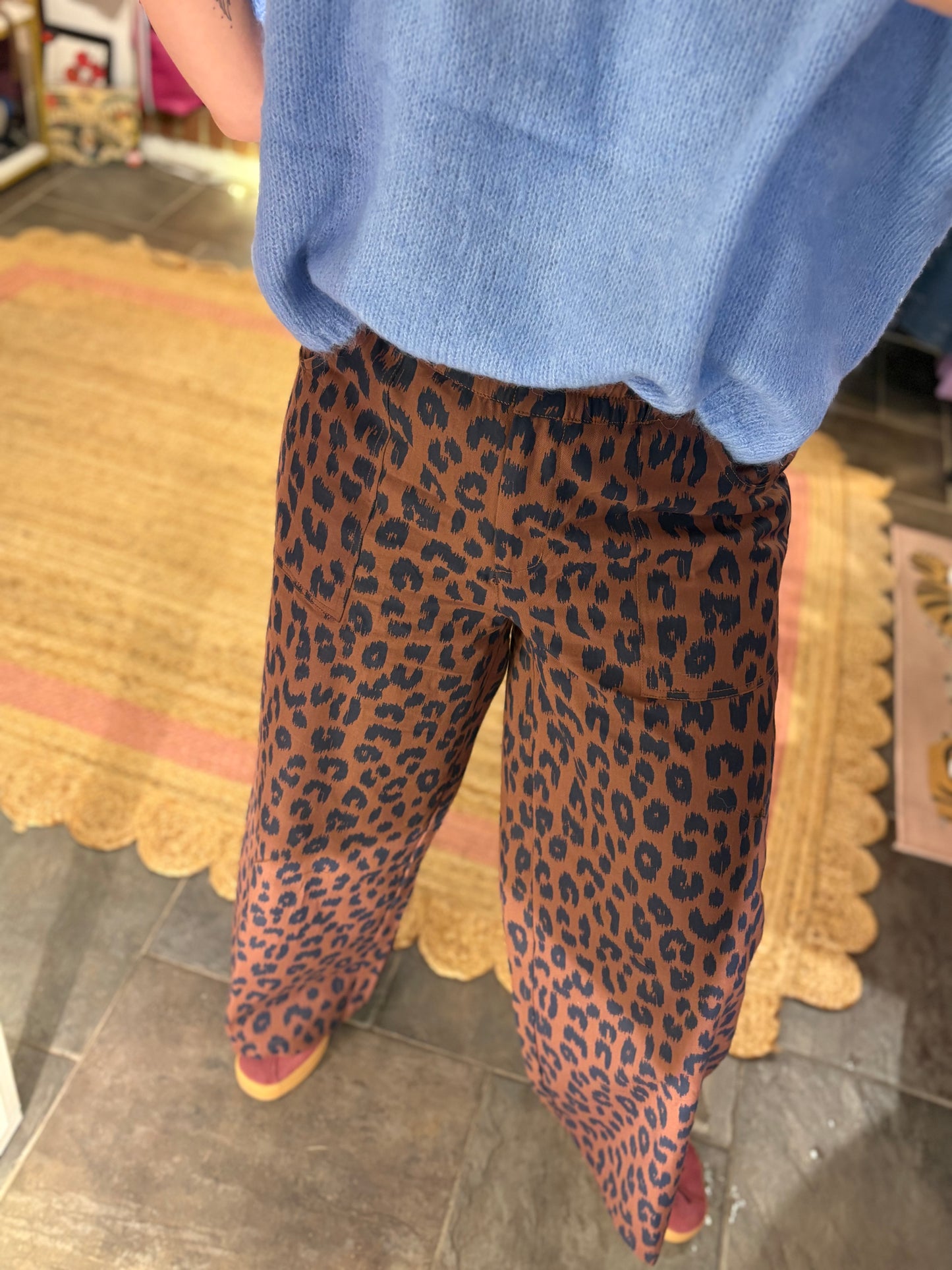 Leopard Print Wide Leg Trouser
