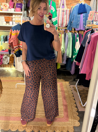 Leopard Print Wide Leg Trouser