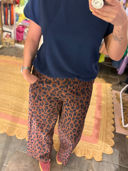 Leopard Print Wide Leg Trouser