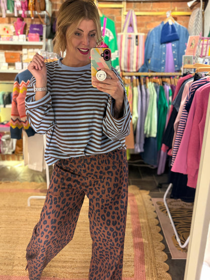 Leopard Print Wide Leg Trouser