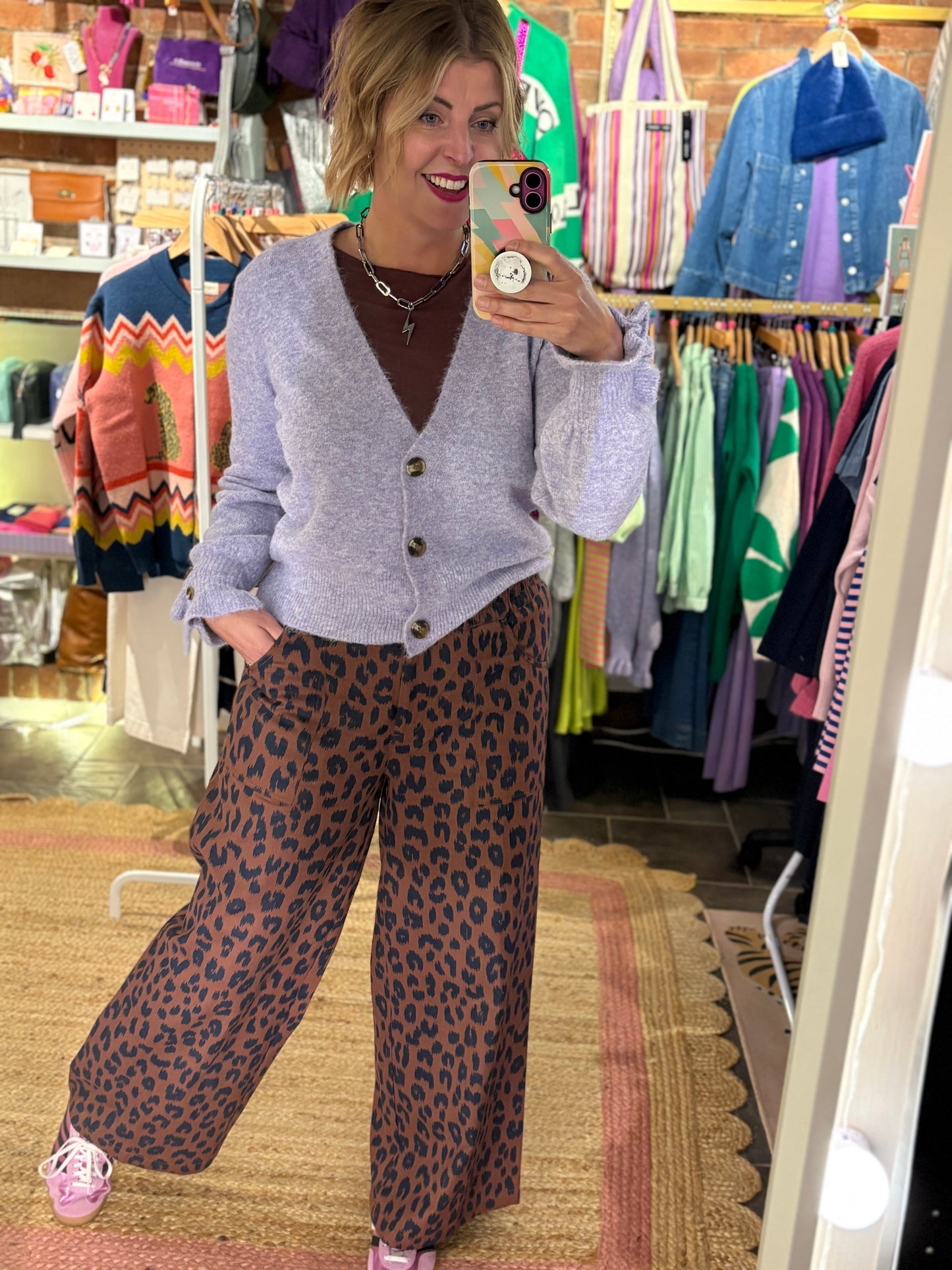 Leopard Print Wide Leg Trouser