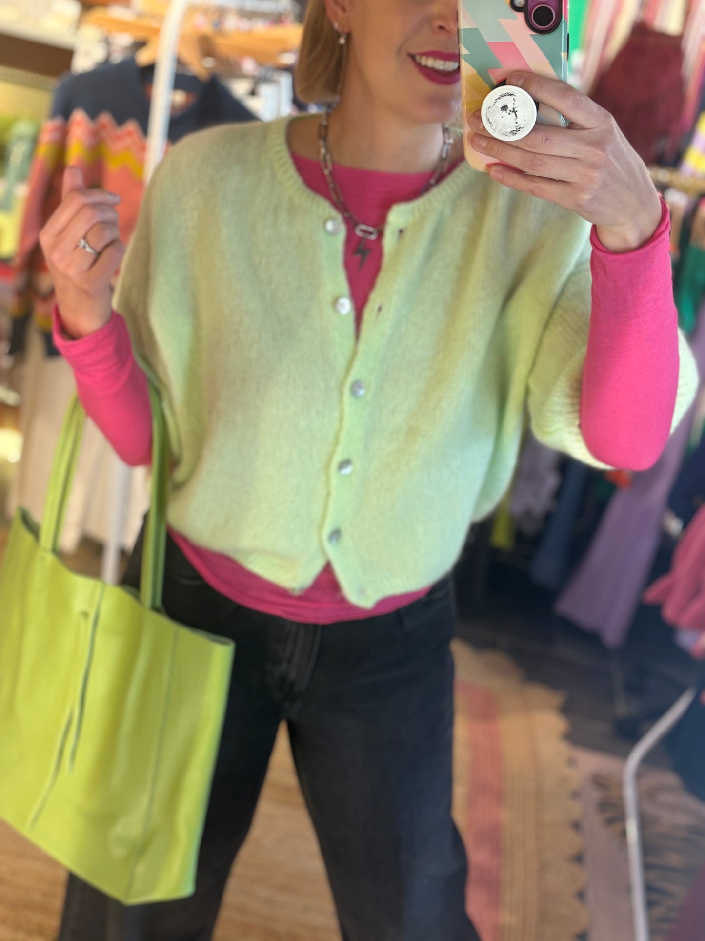 Mohair Short Sleeve Cardigan