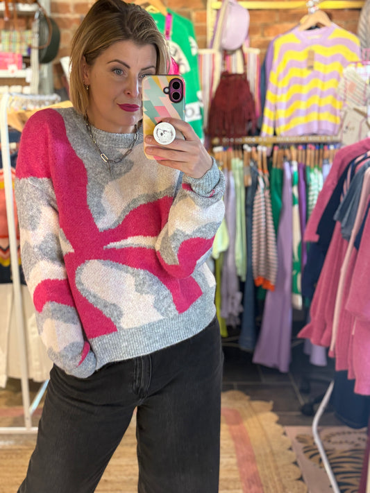 Abstract Cosy Jumper Pinks