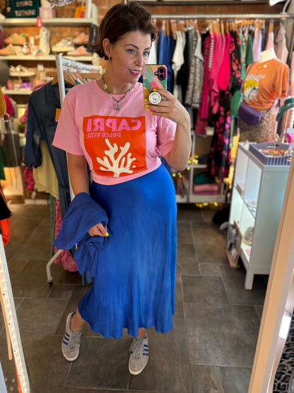 Satin Midi Slip Skirt