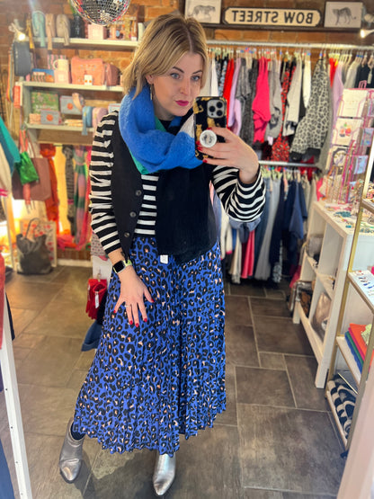 Leopard Print Pleated Skirt