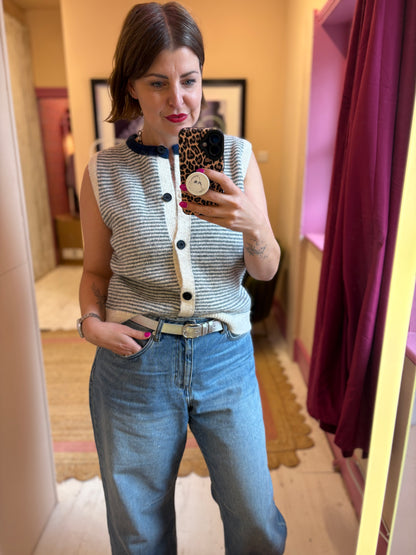 Striped Knit Waistcoat