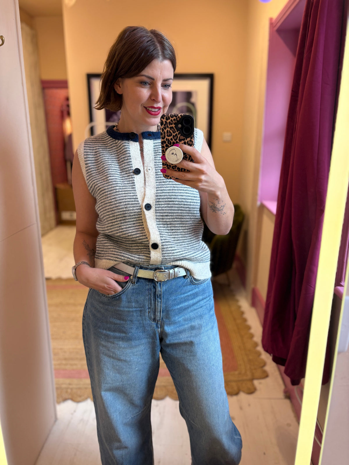 Striped Knit Waistcoat
