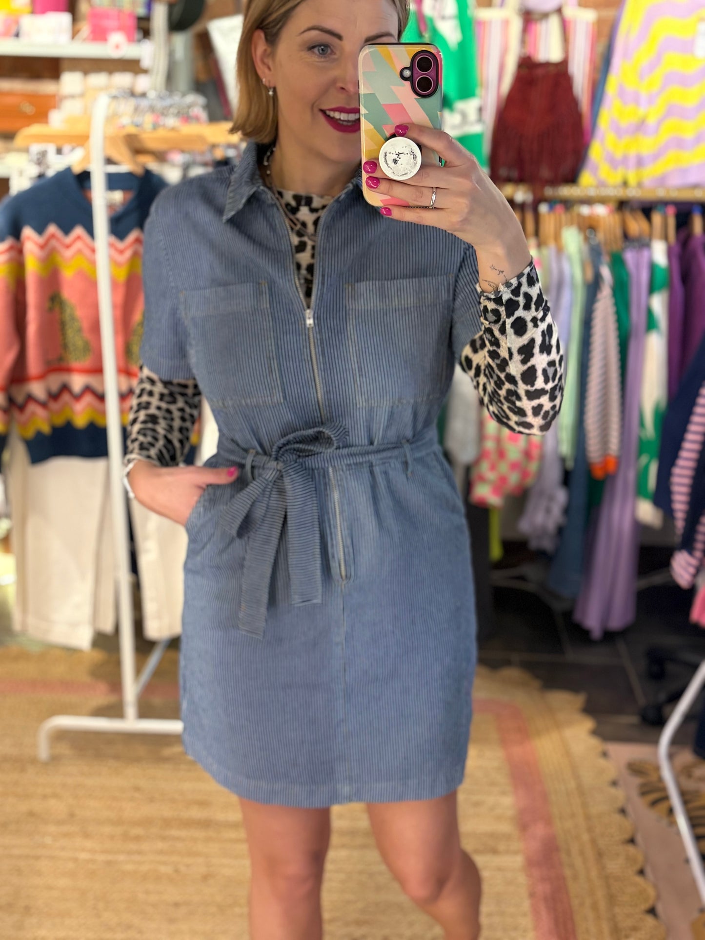 Denim Pin Stripe Dress