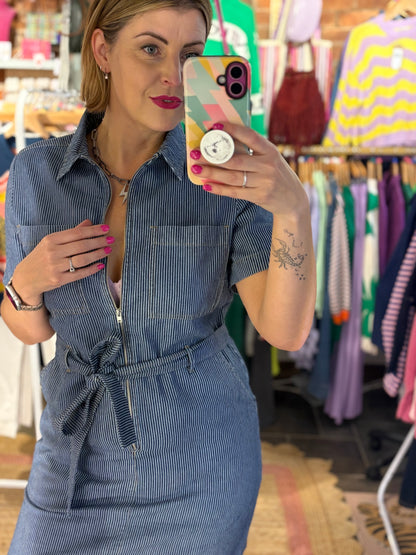Denim Pin Stripe Dress