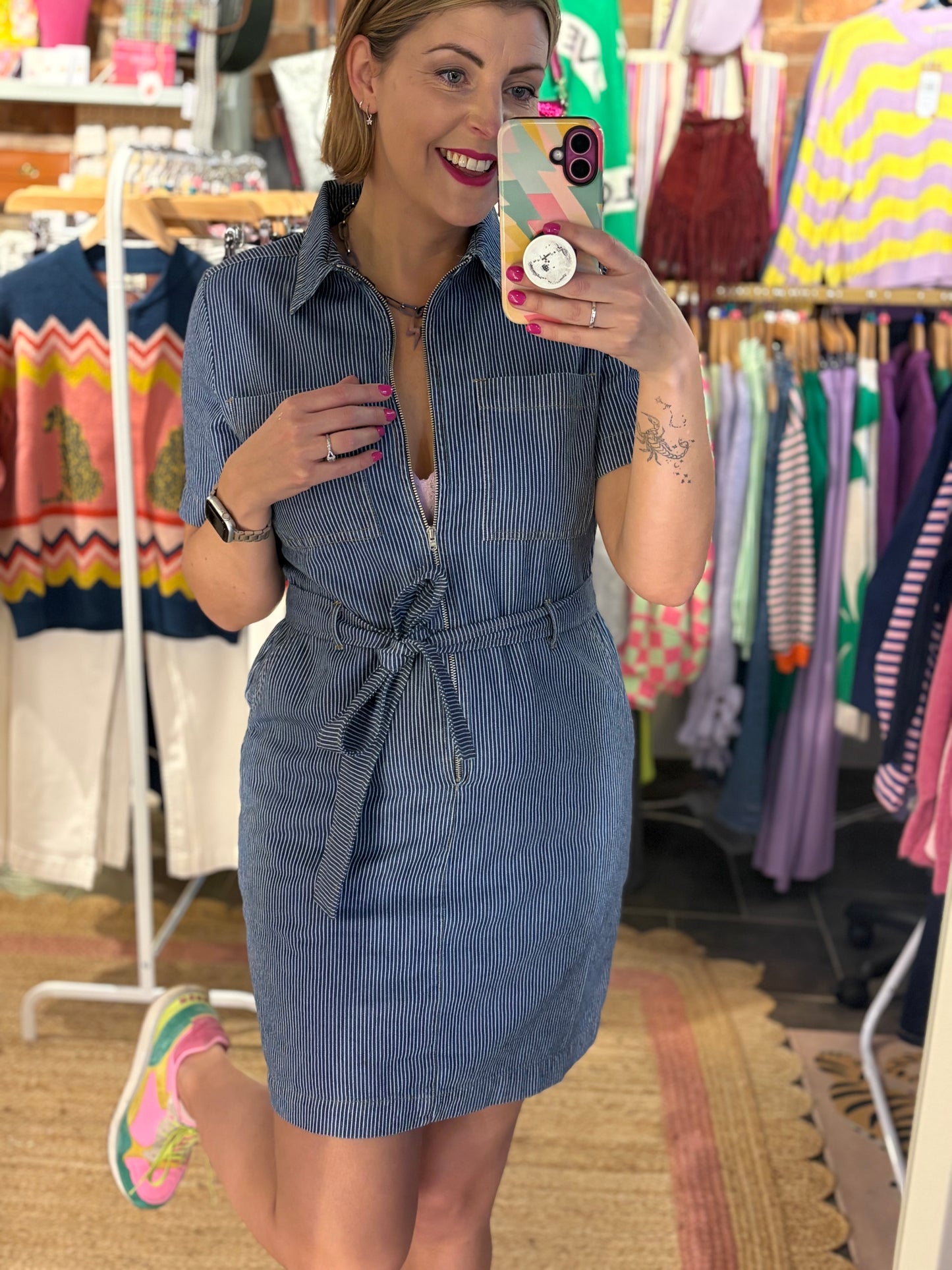 Denim Pin Stripe Dress