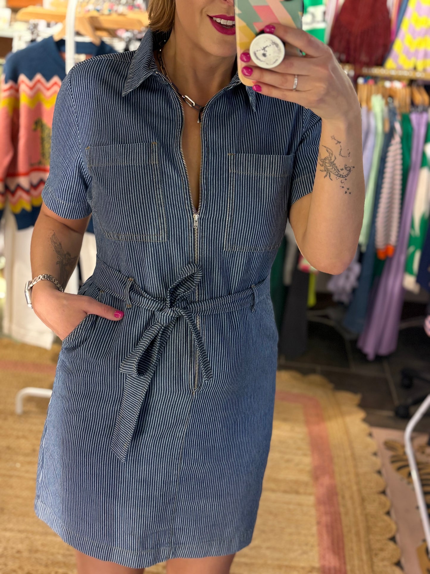 Denim Pin Stripe Dress