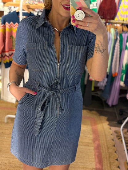 Denim Pin Stripe Dress