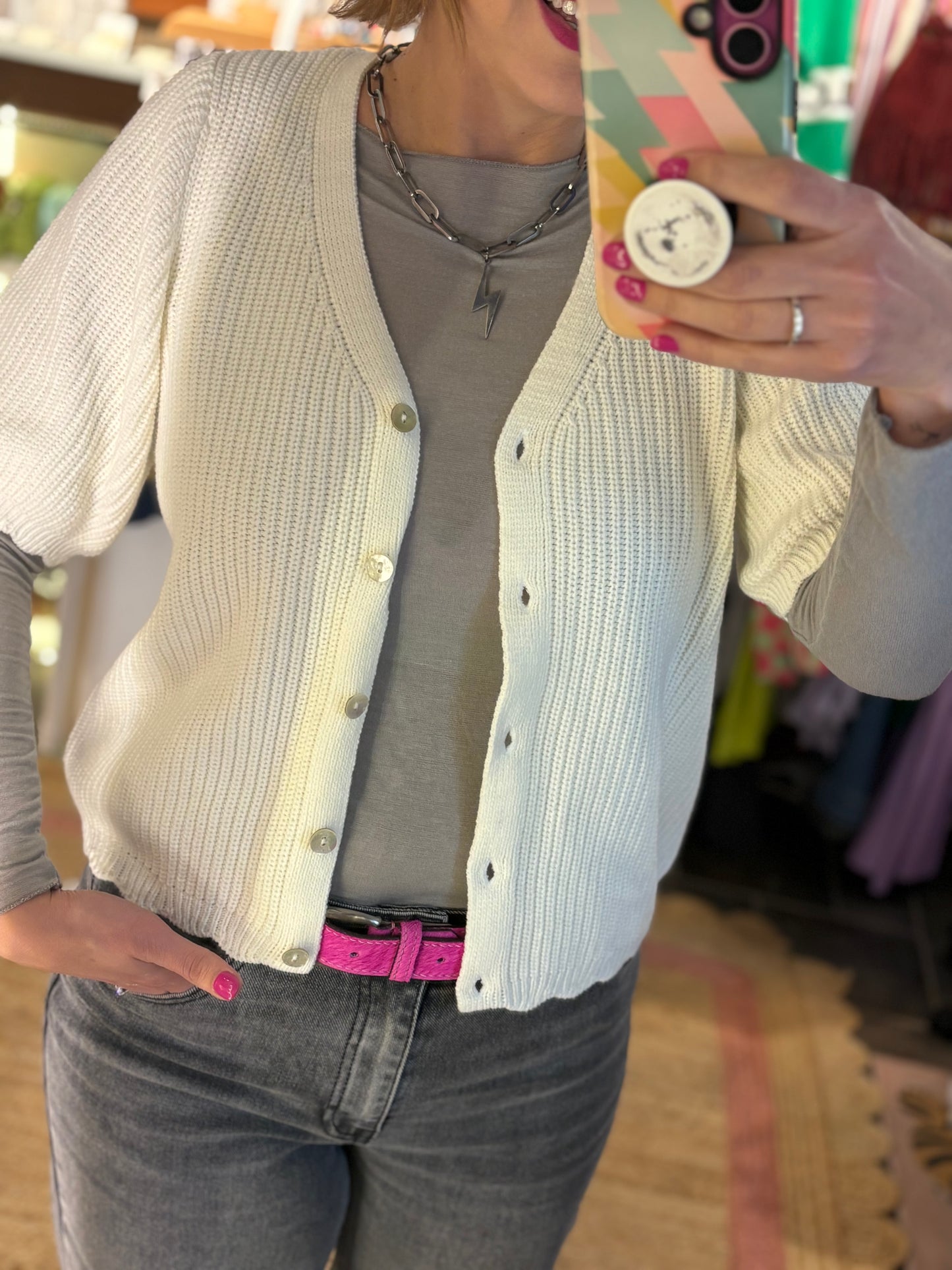 Scallop Edge Cotton Knit Cardigan