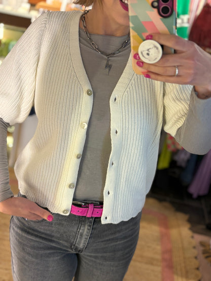 Scallop Edge Cotton Knit Cardigan