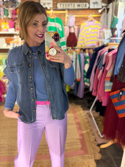 Soft Denim Sleeveless Shirt