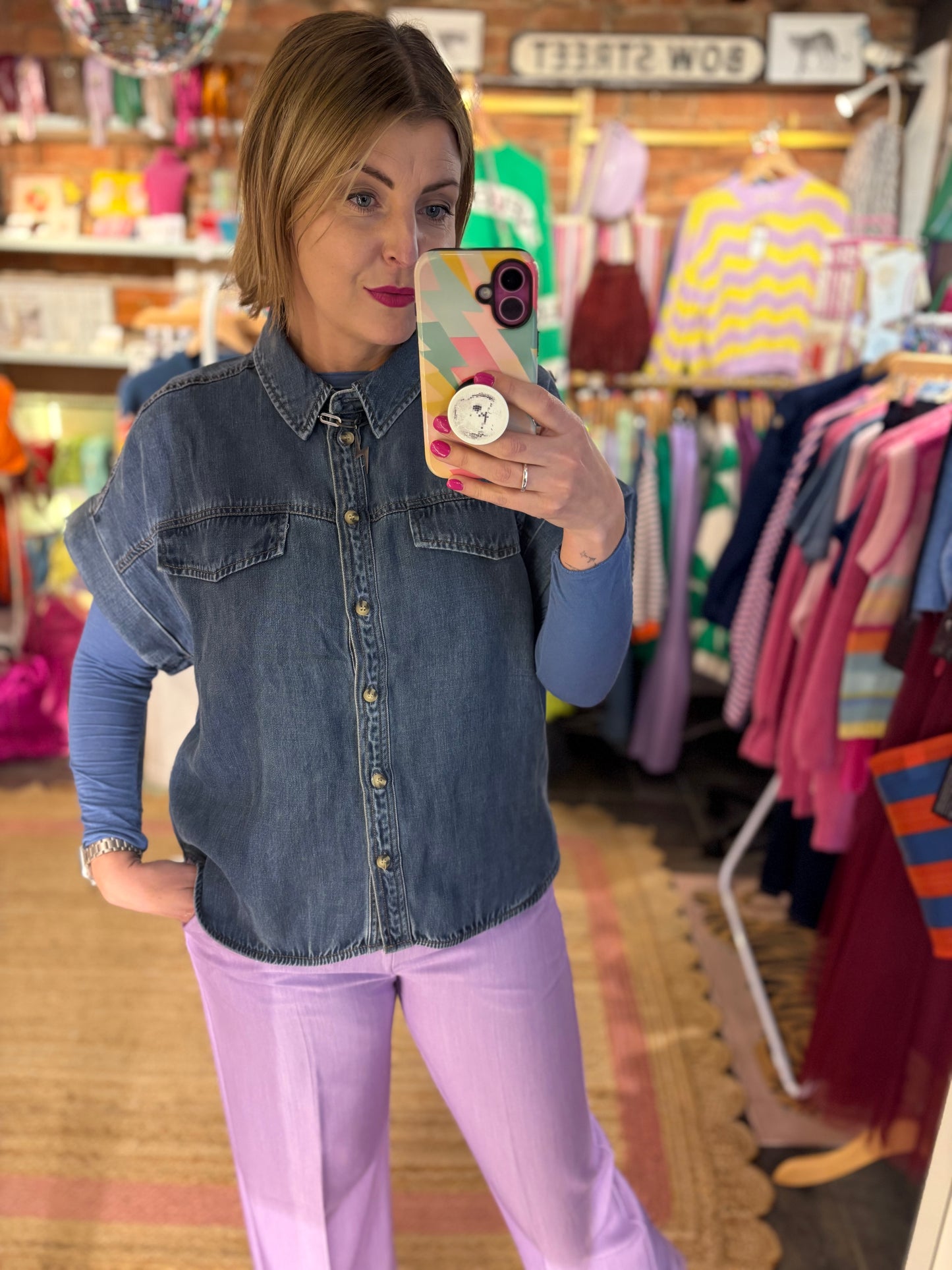 Soft Denim Sleeveless Shirt