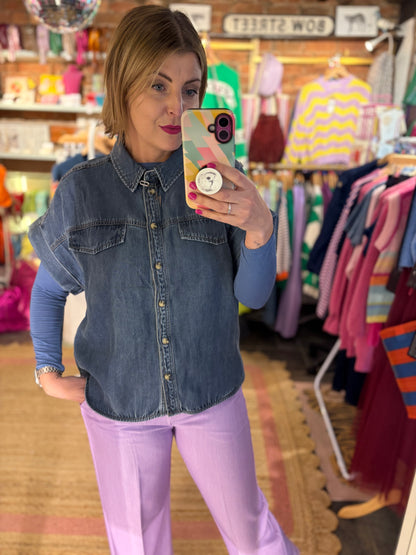 Soft Denim Sleeveless Shirt