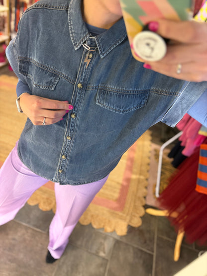 Soft Denim Sleeveless Shirt