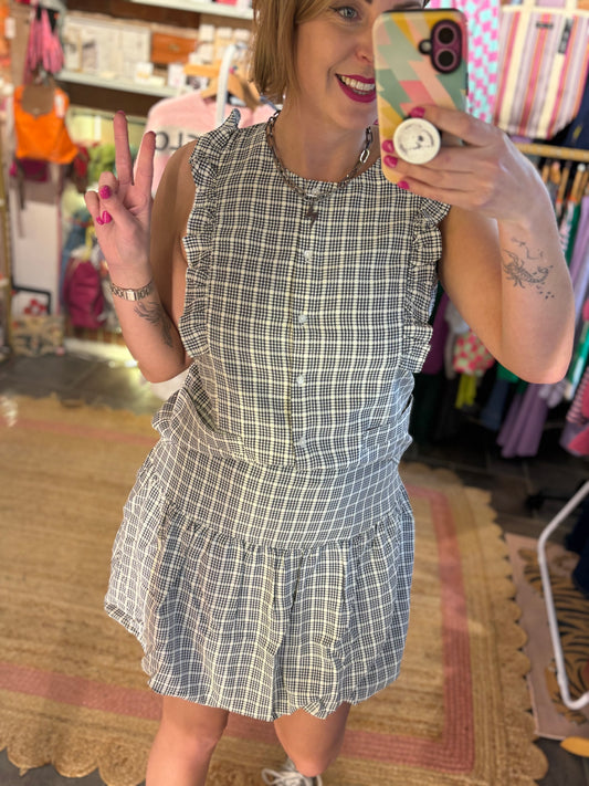 Checked Button Front Top