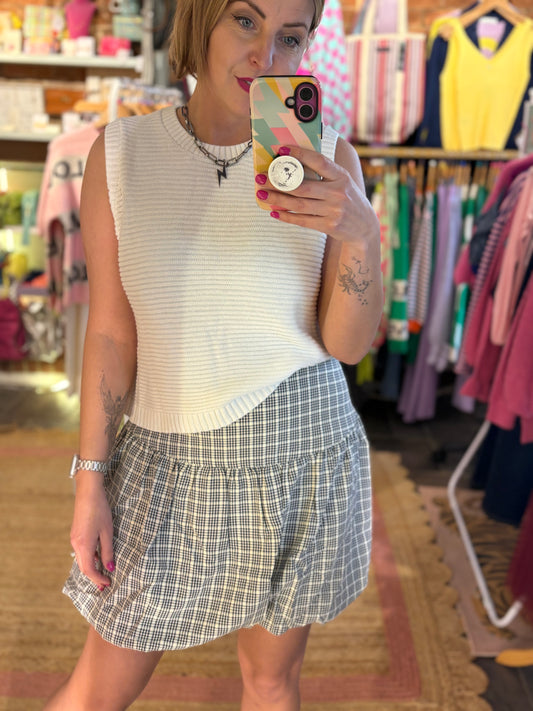 Puff Ball Mini Skirt