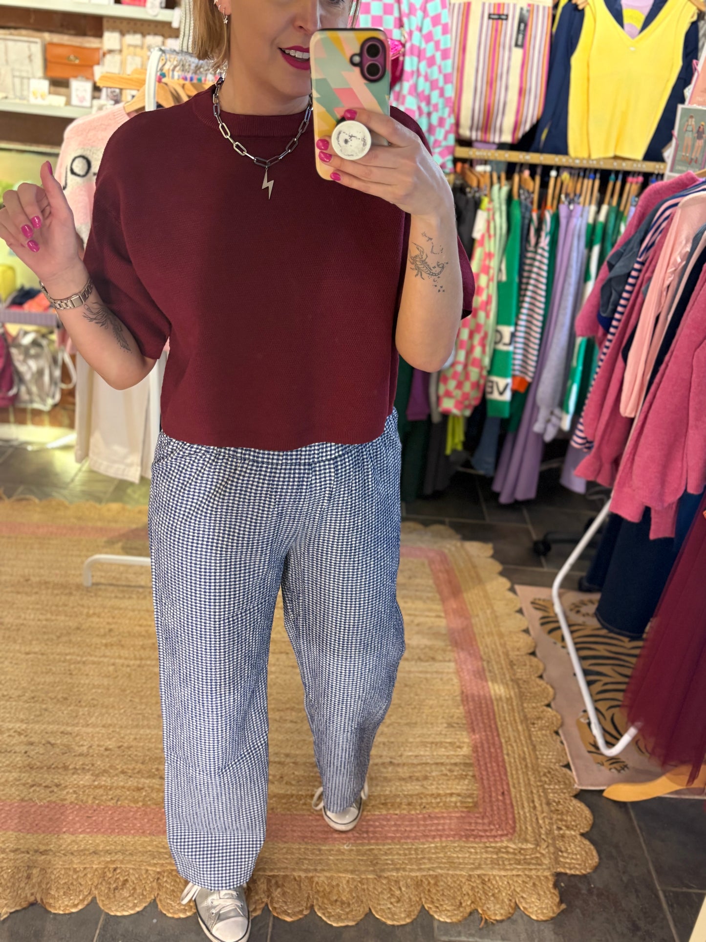 Waffle Gingham Trousers
