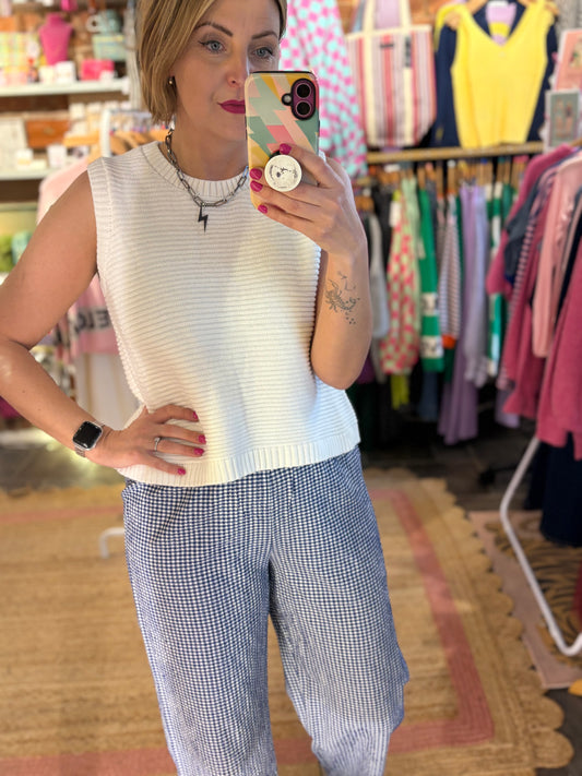 Cotton Knit Tie Back Tank Top