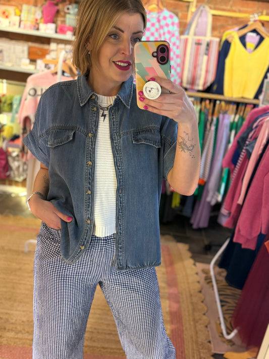 Soft Denim Sleeveless Shirt