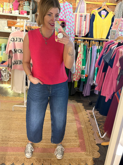 Cotton Knit Tie Back Tank Top