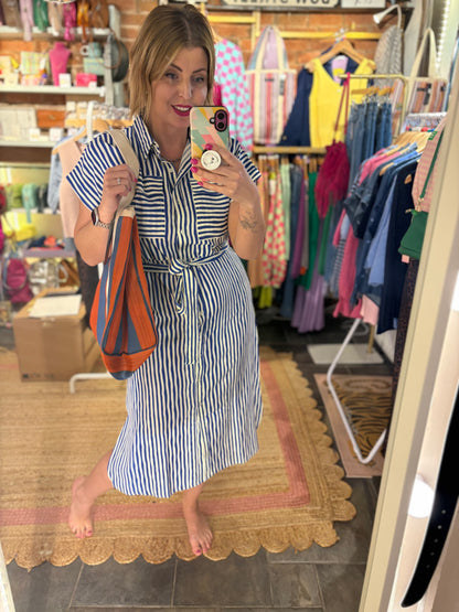 Blue Stripe Midi Dress