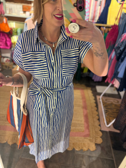 Blue Stripe Midi Dress