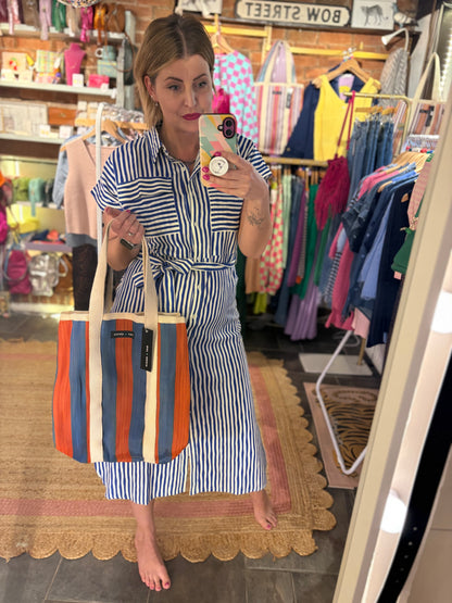 Blue Stripe Midi Dress