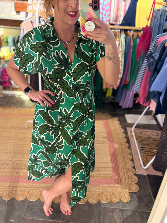 Leafy Bold Midi Dress