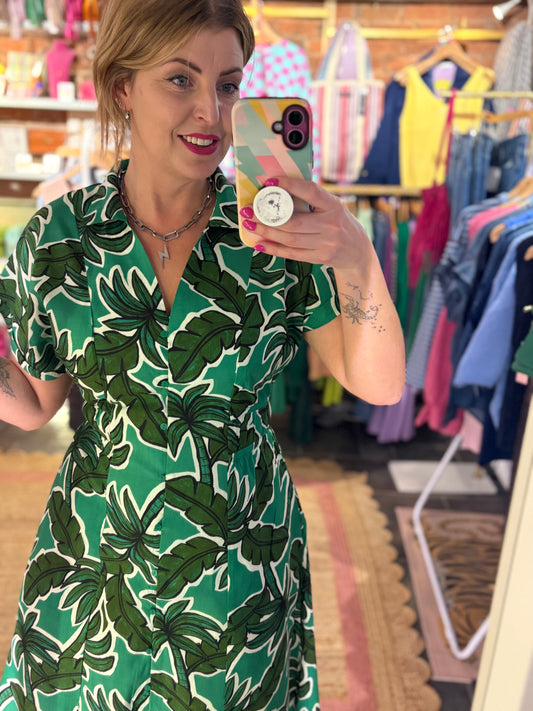 Leafy Bold Midi Dress