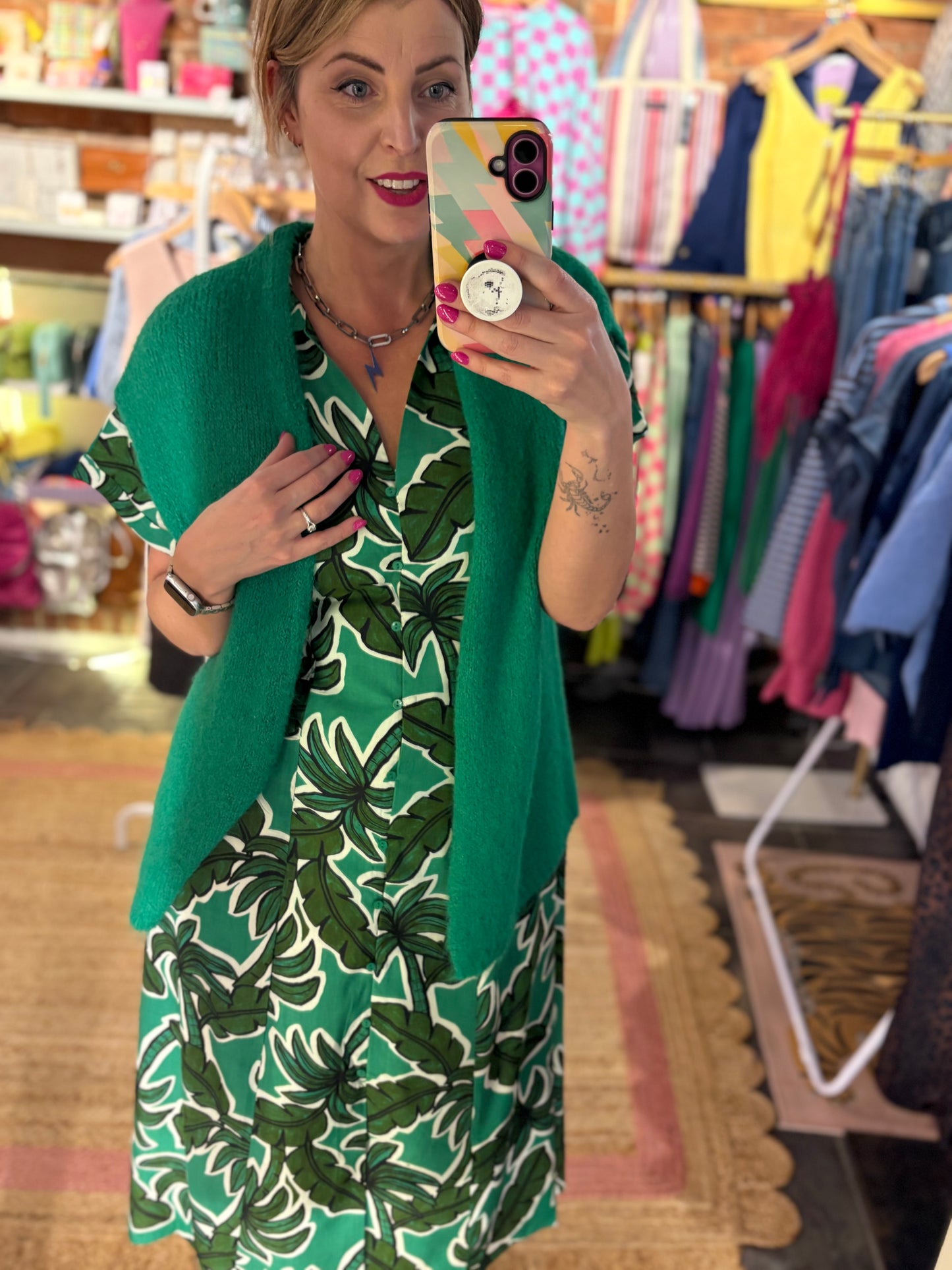 Leafy Bold Midi Dress
