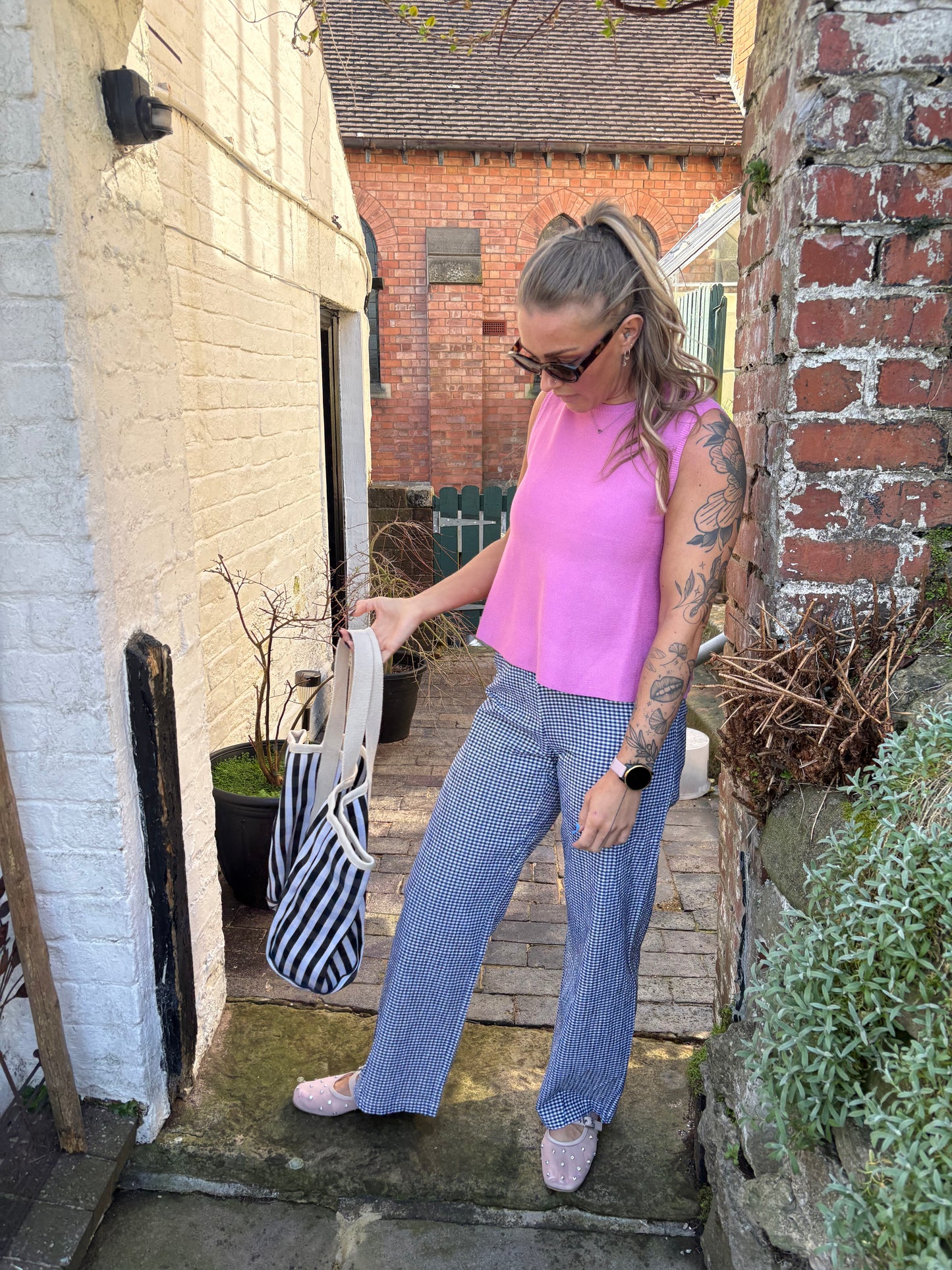 Waffle Gingham Trousers