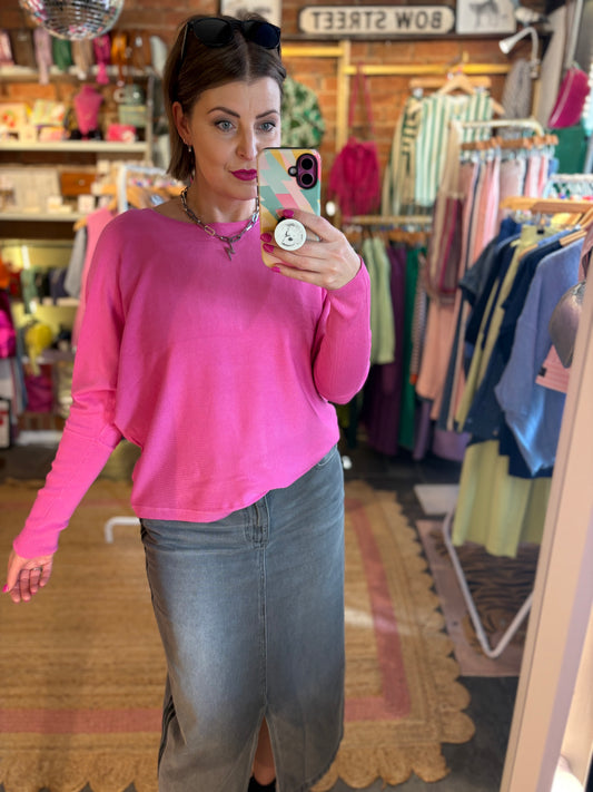 Batwing Pink Knit Top