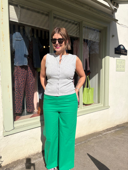 Ribbed Button Up Vest Top