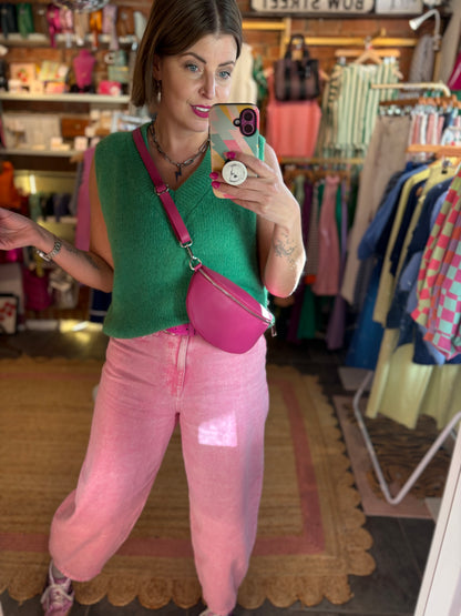 Leather Moon Crossbody/Bum Bag