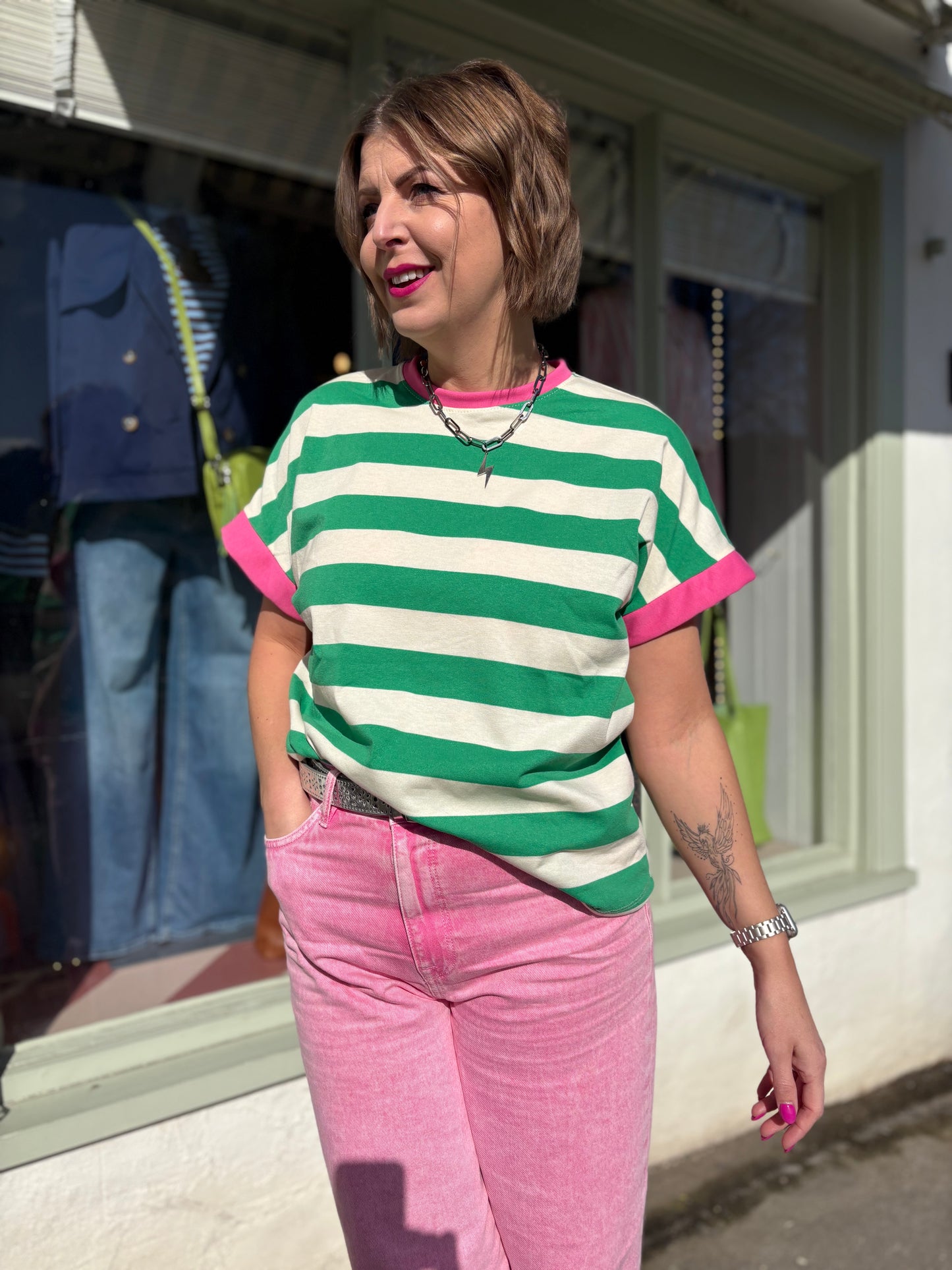 Acid Wash Pink Barrel Leg Jeans