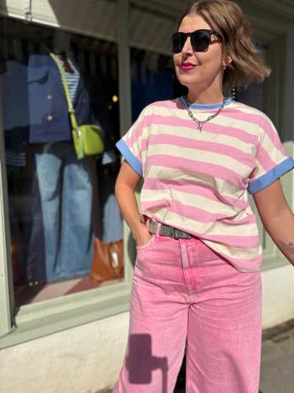 Acid Wash Pink Barrel Leg Jeans