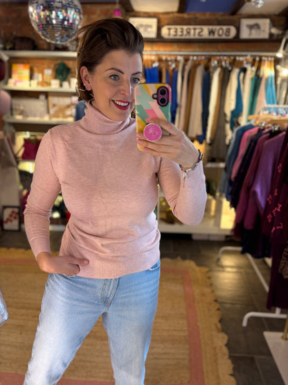 Fine Knit Polo Neck Jumper